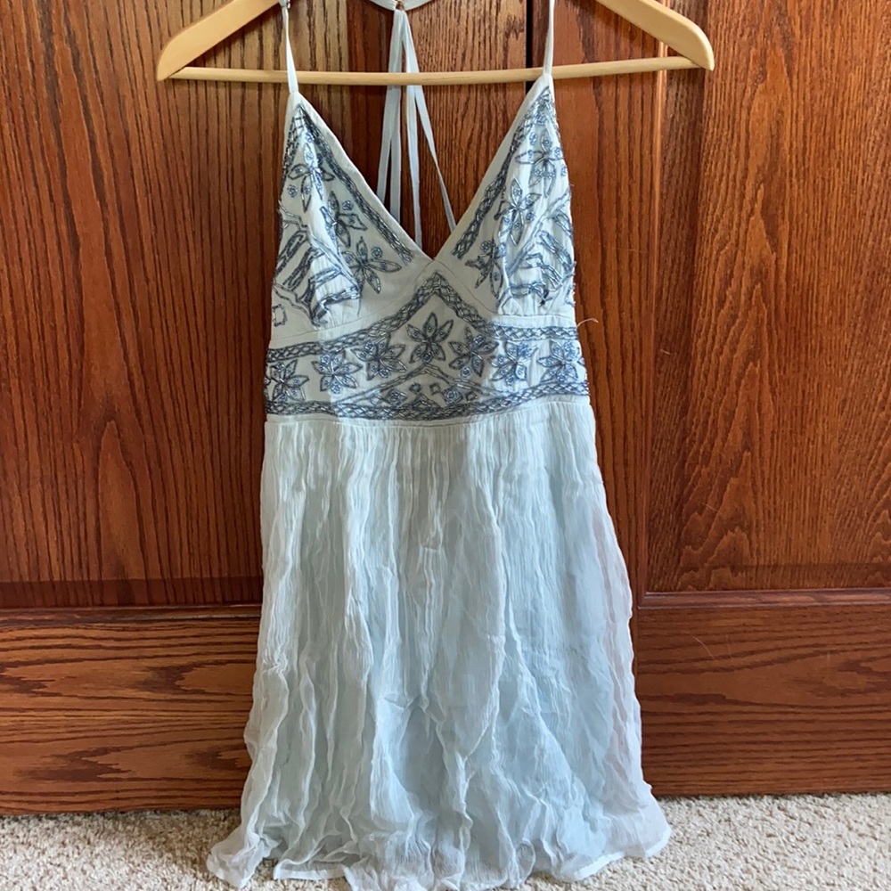 Baby blue dress with pretty bead detail
